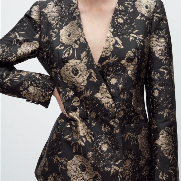 Zara golden jacquard Blazer - Picture 1 of 3